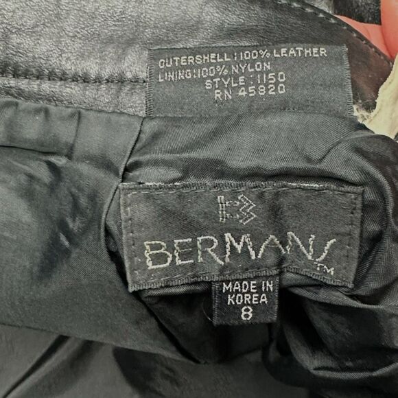VINTAGE BERMANS Women’s Black Leather High Waist Mini Skirt Size 8 - Picture 3 of 4